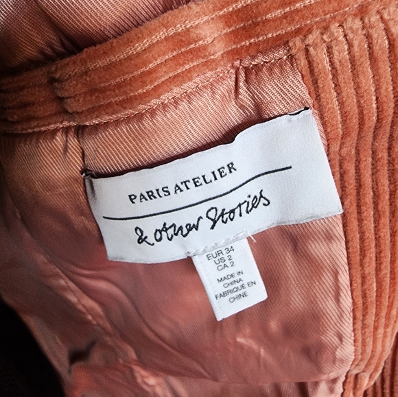 Paris Atelier & other stories jacket, size 2, salmon corduroy - Picture 4 of 4
